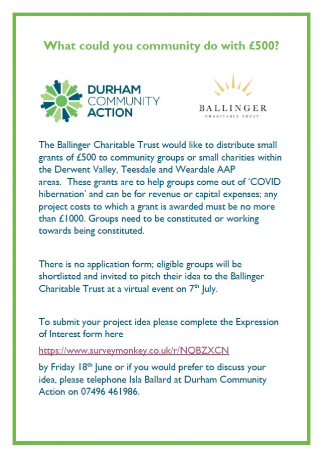 Post Covid Grants for Derwent Valley Project