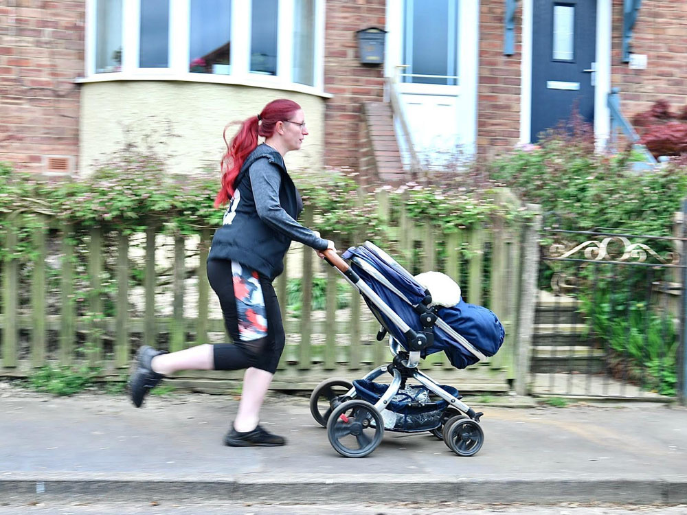 Consett Coronavirus 8. Exercise with the family – During Lockdown when Gyms and Fitness groups were closed, people had to stay fit and healthy in what ever way they could. Emma chose to go running with her baby. (Image: Debbie Todd)