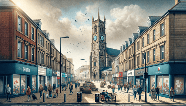 Consett Town Center Composite using DALL·E