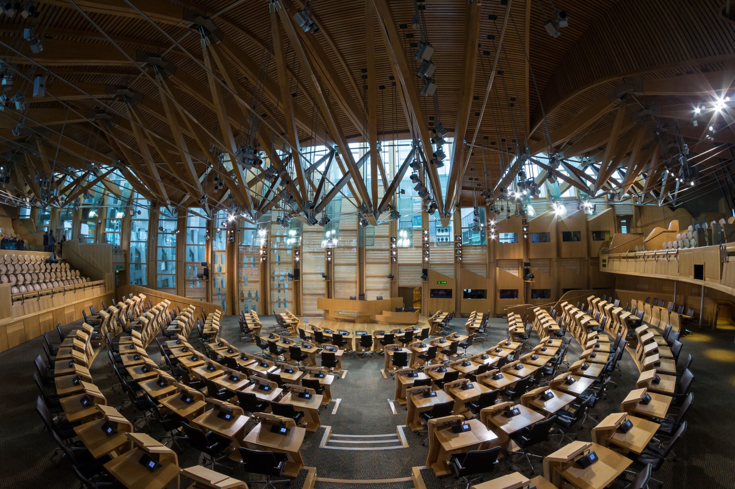 Inside the Scottish Parliament Debating Chamber by Colin (2013) The heart of Scottish democracy the Main Debating Chamber of the Scottish Parliament captured in detail by Colin