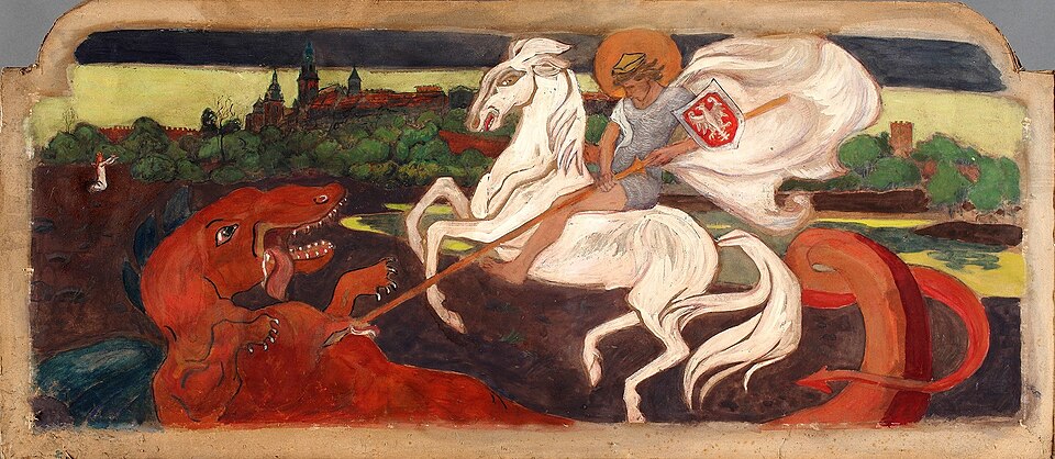 Krakow Wawel Dragon Medieval Painting - Leon Kowalski