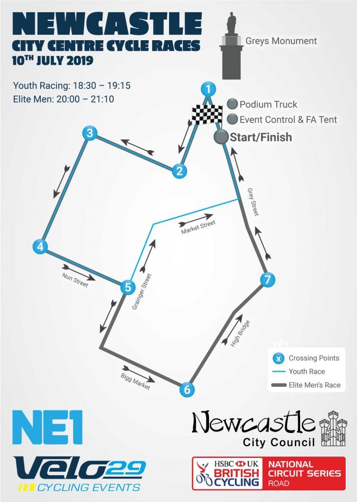 Newcastle Cycling Route 10th July 2019