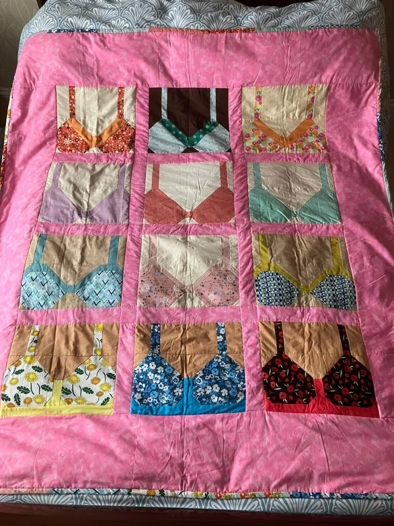 Stitching Memories: How a Bra Quilt Became a Beautiful Tribute to a Life Lost to Breast Cancer