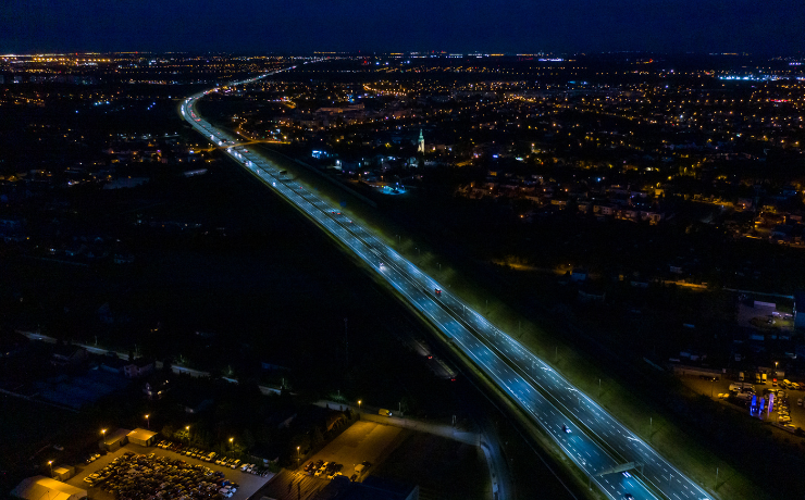 A2 motorway at night.