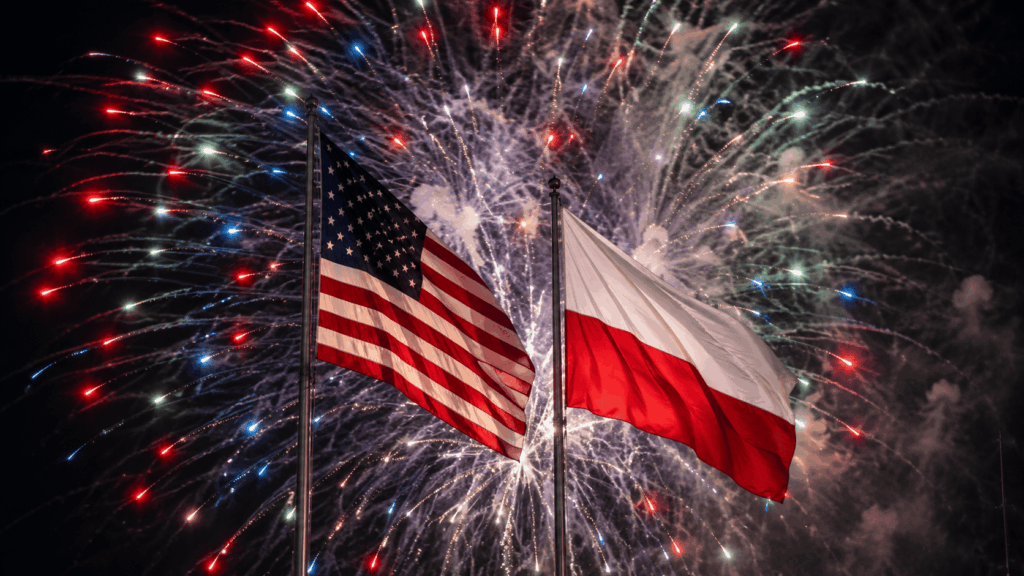 American Independence - USA and Poland Flags