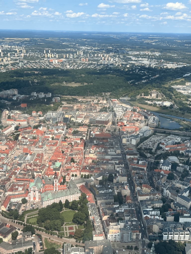 Poznan from Above over Warta and Stare Miasto