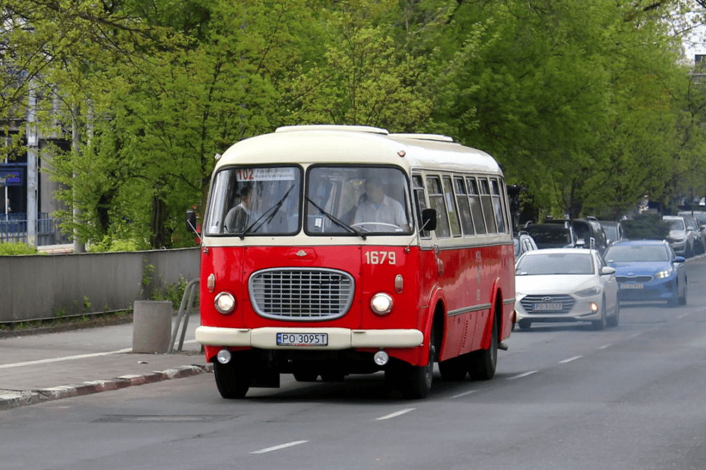 The Jelcz 043 Historic Bus, also known as "ogórek" (Cucumber), tourist lines - MPK Poznan