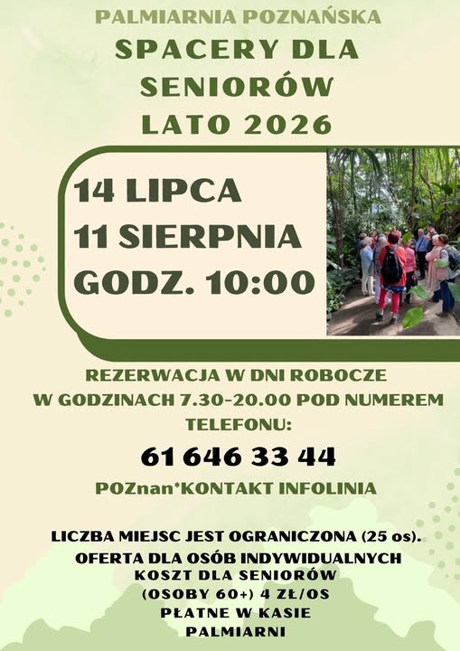 Guide Walks for Seniors - Poznań Palm House 2026